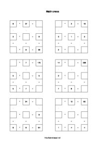 Math cross puzzle 3×3 with multiplication worksheet - Planet Psyd