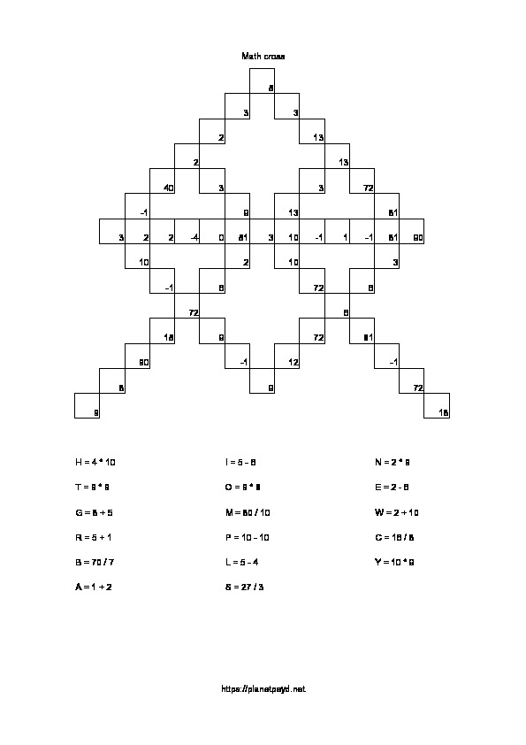 Crossword math puzzles for 4th grade Psyd