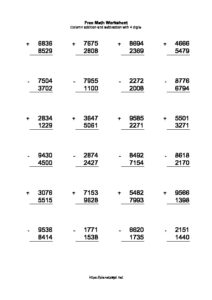 column-addition-and-subtraction-four-digits-1-page-thumbnail