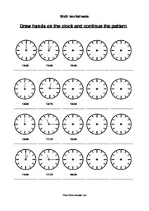telling time worksheets later earlier continue pattern quarter half past 1 page pdf image 212x300 