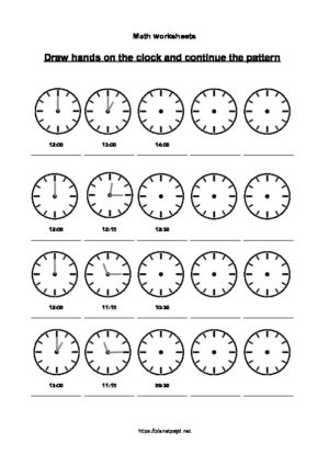 Telling time worksheets later and earlier continue pattern - Planetpsyd