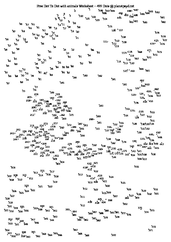 Connect The Dots Animals Worksheet 499 Points Planetpsyd